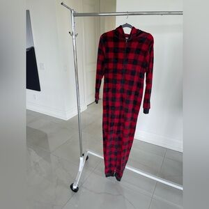 Canadiana Onesie Cozy Red and Black Plaid Pajamas...Size L
